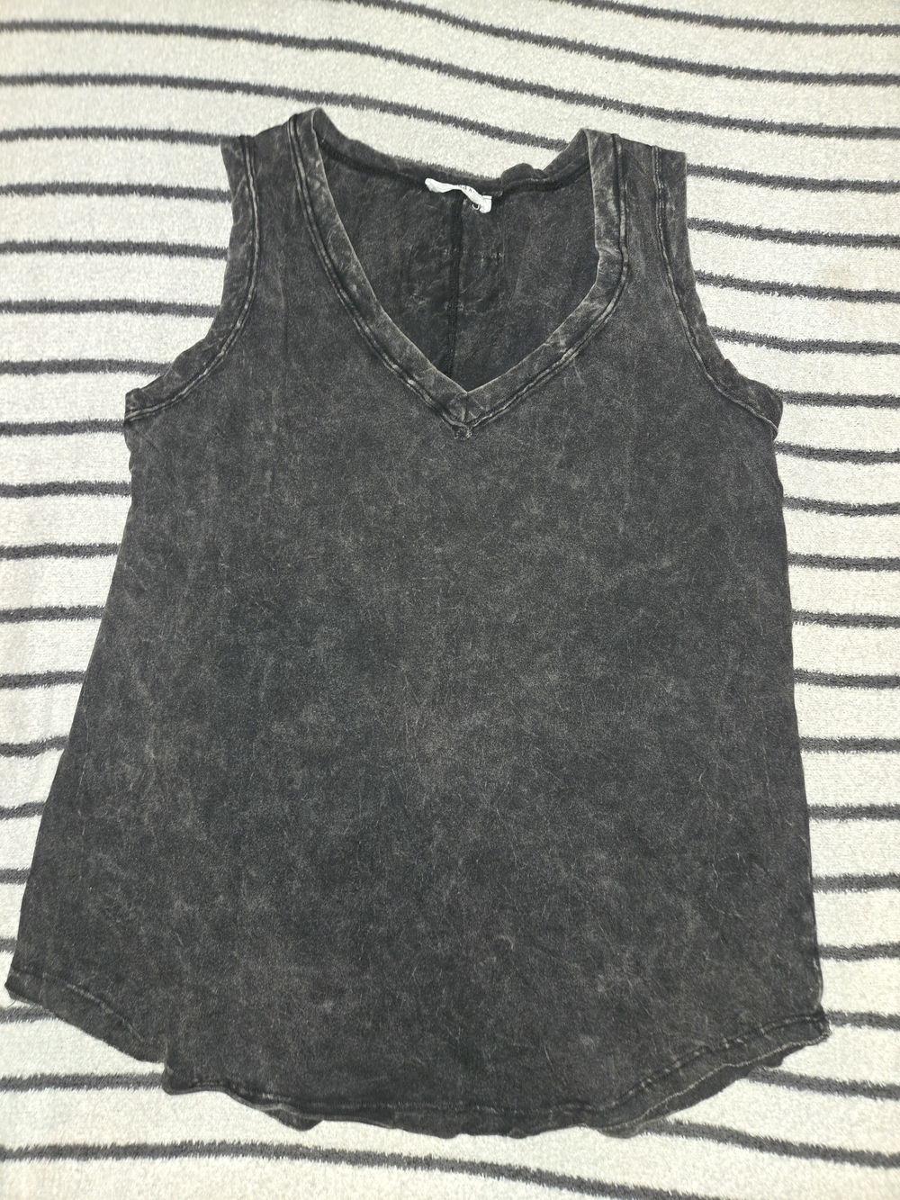 Zenana Outfitters Washed Black V-Neck Sleeveless Tank